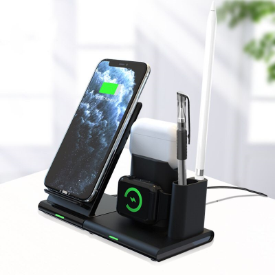 3 in 1 smart portable Qi phone holder watch fast wireless charging station pad dock 10w wireless charger stand